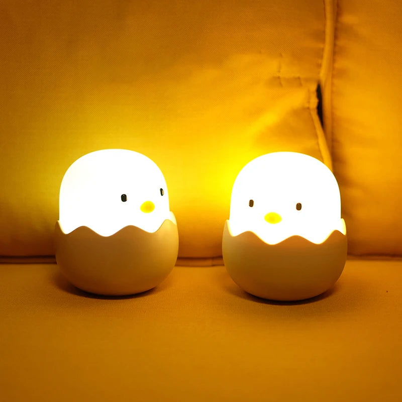Eggshell Chicken Night Light Cartoon LED Light Bedroom Children Touch Adjustable Light Rechargeable Warm Light Atmosphere Light