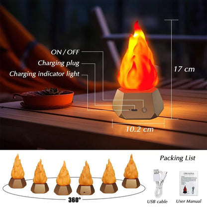 LED simulation flame light outdoor waterproof atmosphere decoration camping light USB desktop nightlight lamp