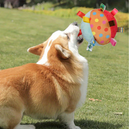 Interactive Ball Dog Toy Suitable for Aggressive Chewing Training, Stress Relief, Bite Sound Resistance, Plush Handle Dog Toy