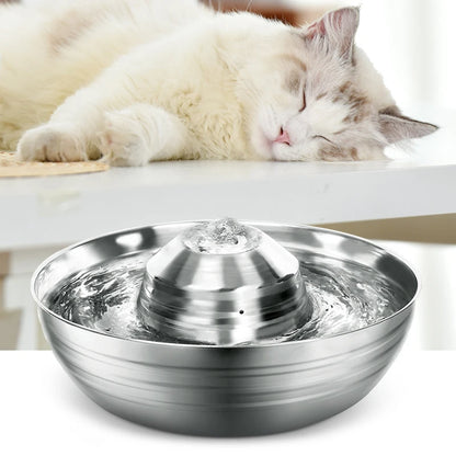 Petavista Dog Water Fountain Stainless Steel Pet Drinking Fountain for Cats Dogs 2L Ultra-Quiet Automatic Fountain Dog Drinker