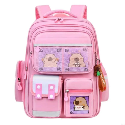 E8FB Lightweight Capybara Backpack for Kids Lovely and Breathable School Bag with Large Storage Space and Adjustable Strap