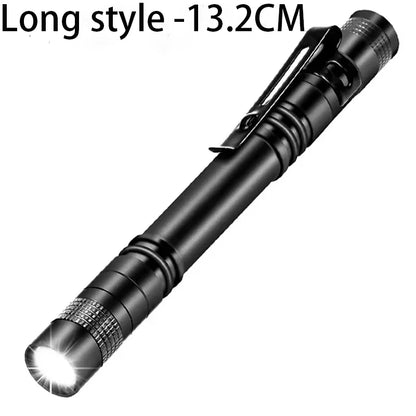 Portable Mini LED Pen Flashlight Waterproof Pocket Torch Handheld Light for Outdoor Camping Hiking Car Repair Emergency Home Use