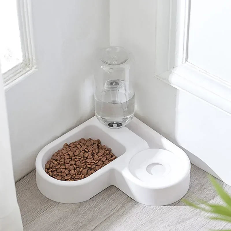 Pet food bowl, food container with automatic water storage and equipped with pet water dispenser 2-in-1 cat bowl water dispenser