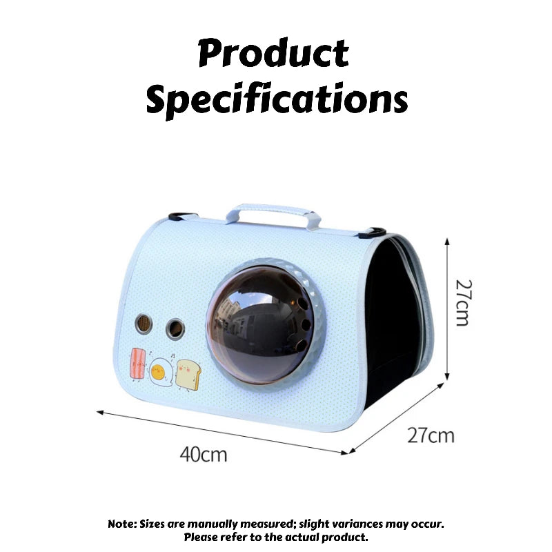 Foldable Cat Carrier Backpack – Cute Cartoon Design with Airflow Vents & Shoulder Strap Interface,  Pet Travel Bag for Cats