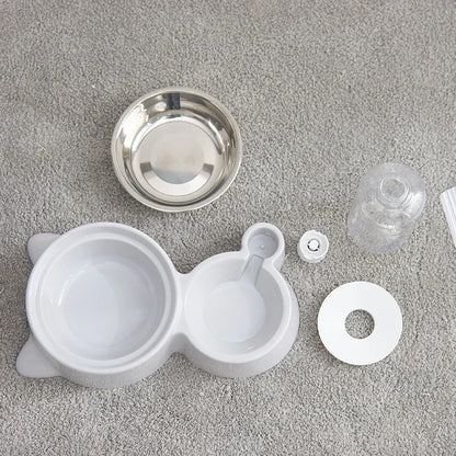 Pet food bowl, food container with automatic water storage and equipped with pet water dispenser 2-in-1 cat bowl water dispenser
