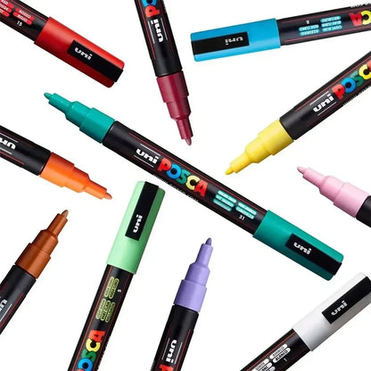 Japan Uni POSCA Marker Pen Set Acrylic Graffiti Drawing Permanent Waterproof Children's Drawing PC-3M/1M/5M Fabric Art Supplies