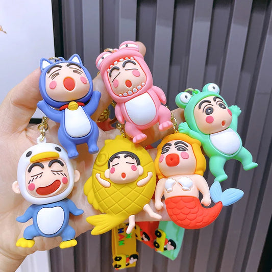Drag New Crayon Small New Cartoon Cute Keychain Couple Car Personality Key Chain Creative School Bag Pendant