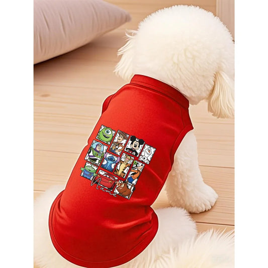 Sanrio printed pet vest made of fiber material for indoor and outdoor leisure, entertainment, cat and dog clothing