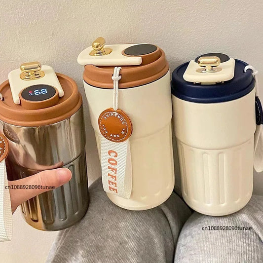 Intelligent Digital LED Temperature Display Coffee Cup Stainless Steel Thermo Bottle Keeps Cold and Heat Thermal Mug Sports Cup