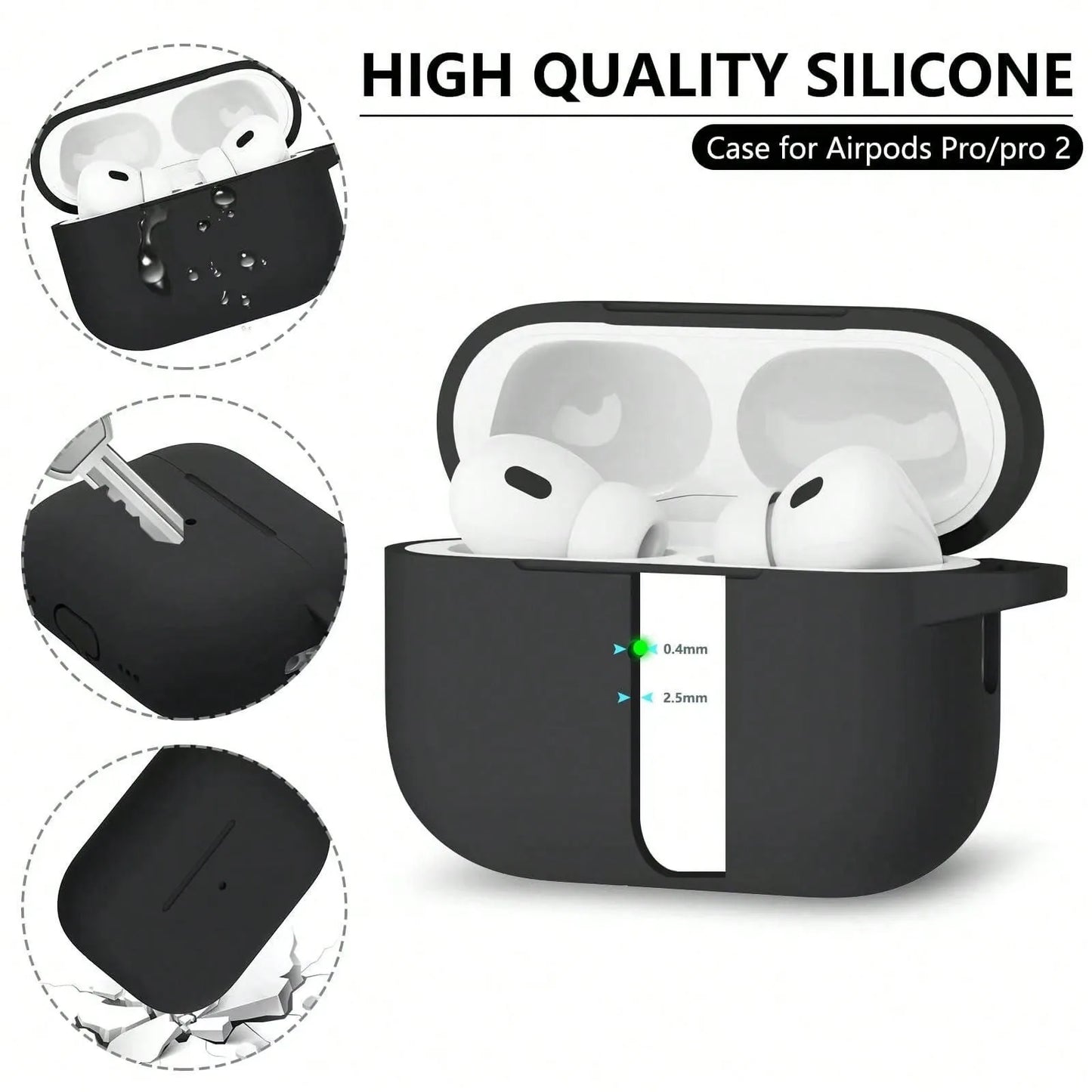 Earphone Case for AirPods Pro2 Cover with Cleaner Kit Soft Silicone Protective with Hook Wirless Headphones Cover