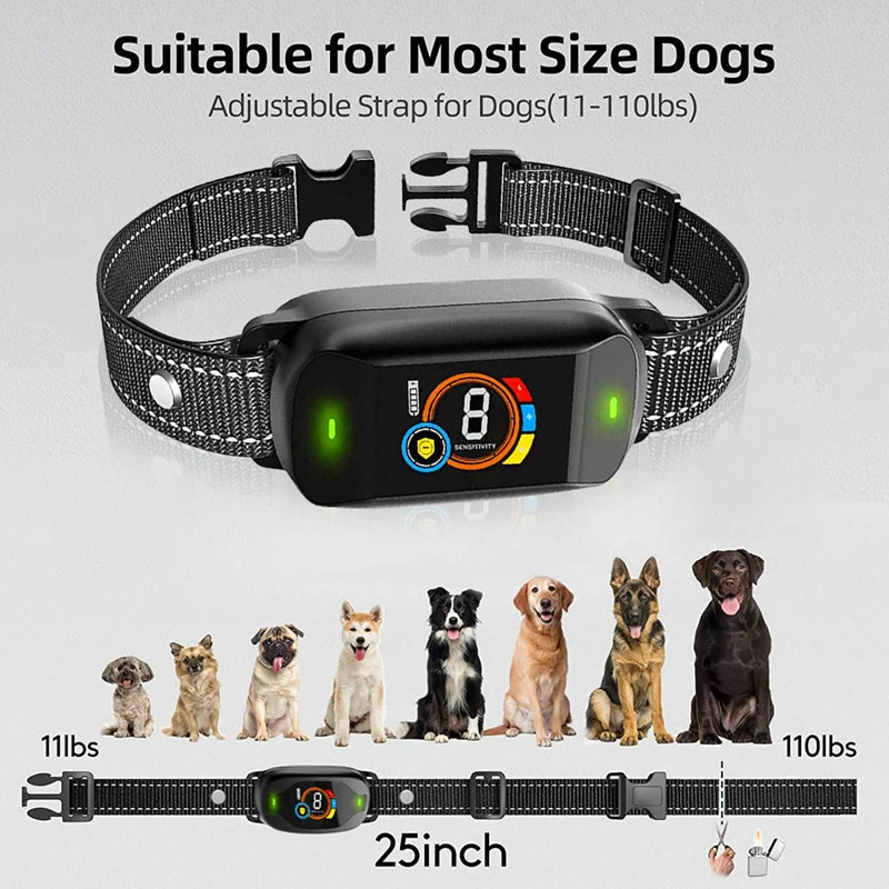 Automatic Anti Bark Collar Dog Training Bark Stopper with 5 Adjustable Sensitivity Beep Vibration Shock Collar IP67 Waterproof