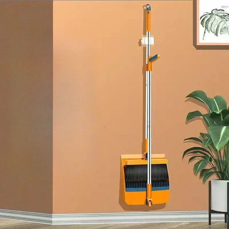 Cleaning Foldable Dustpan Broomstick Sweeping Set Rotating Hair Tools Broom Multi-functional Soft Stainless Combination