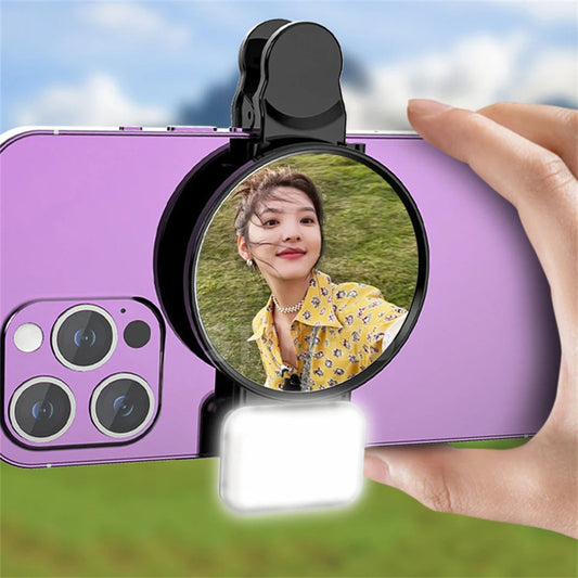 STTKGZD Selfie Reflector Mirror Mobile Phone Fill Light Kit Portable Mobile Mirror Clip Storage Bag Mobile Phone Rear Camera