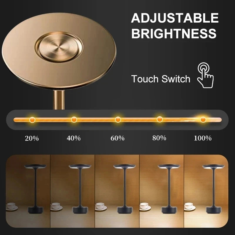 USB Charging Table Lamp Aluminum Restaurant Bar Desk Lamp Dimming Atmosphere USB Charging Touch Switch Decoration