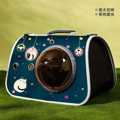 Cat Shoulder Bags High-capacity Cat Bag Foldable Hand-held Space Capsule Mesh Breathable Outing Pet Crossbody Bag Pet Backpack