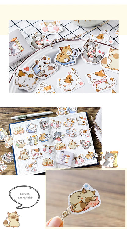 45 Pcs/Box My Naughty Cats Kawaii Mini Paper Sticker Diy Diary Album Scrapbooking Decoration School Supplies Stationery Stickers