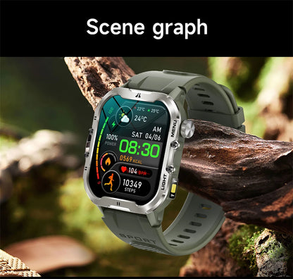 2024 New For Xiaomi Military Smart Watch Men Outdoor Sports Flashlight Fitness Watches Health Monitor 1.96" BT Call Smartwatch