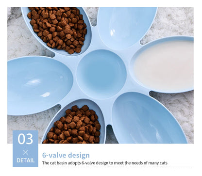 Flower Shaped Pet Bowl with 6 Connected Bowls for Small Dog and Cat, Water Dish, Puppy Feeding Bowls, Slow Down Eating Feeder