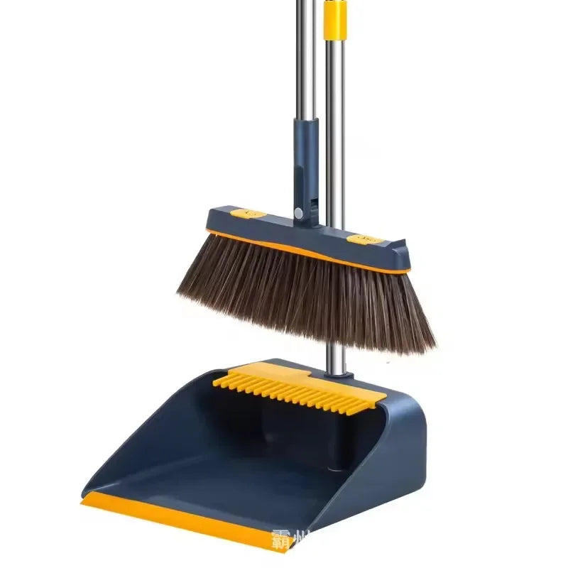 Cleaning Foldable Dustpan Broomstick Sweeping Set Rotating Hair Tools Broom Multi-functional Soft Stainless Combination
