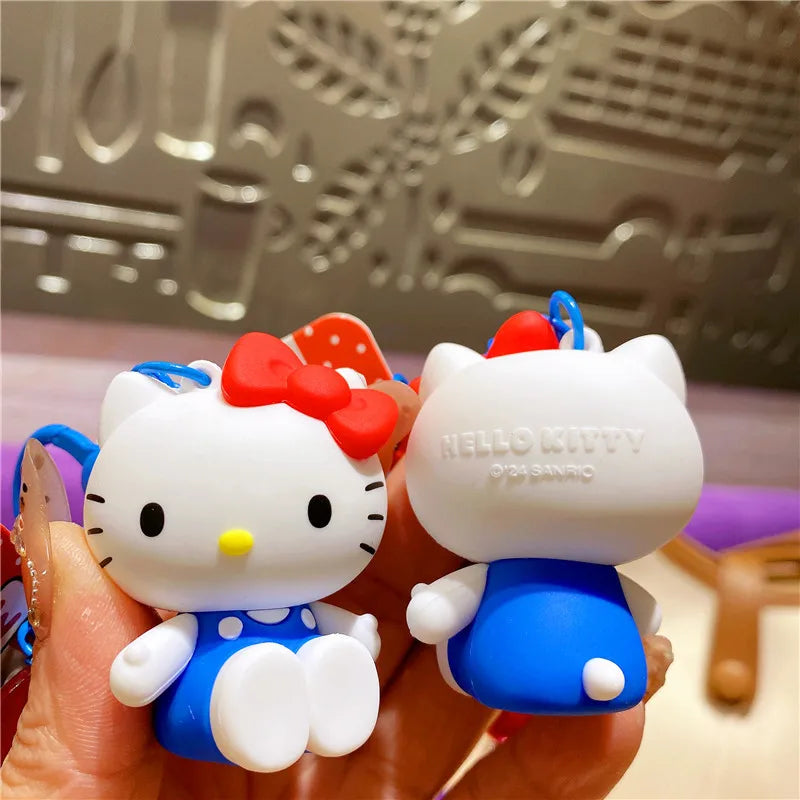Wholesale Sanrio Keychain Hello Kitty Schoolbag Pendant Kawaii Kt Red Blue White Cartoon Key Kitty Tv Beaded Keyring Girl Gift ﻿