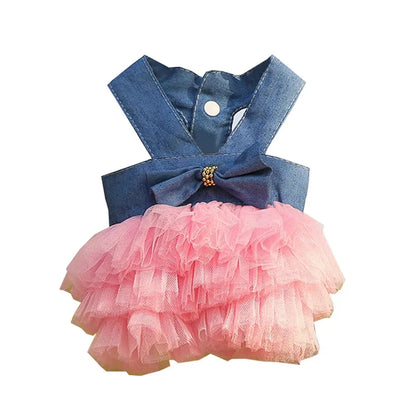 1pc Summer Pet Clothing Chihuahua Stripe Skirt Pet Lace Dress Dog Dress Lace Skirt Harness Puppy Cat Princess Apparel Cute Puppy