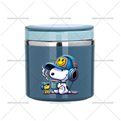 630ml Snoopys Food Thermal Jar Insulated Soup Cup Stainless Steel Vacuum Lunch Box with Handle Portable Sealed Bento Boxes Gift