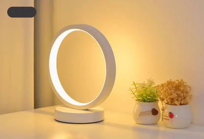 20CM LED Simple Circular Ring Table Lamp Bedroom Bedside Living Room Restaurant Hotel Decorative Lamp Dimmable Round Night Light