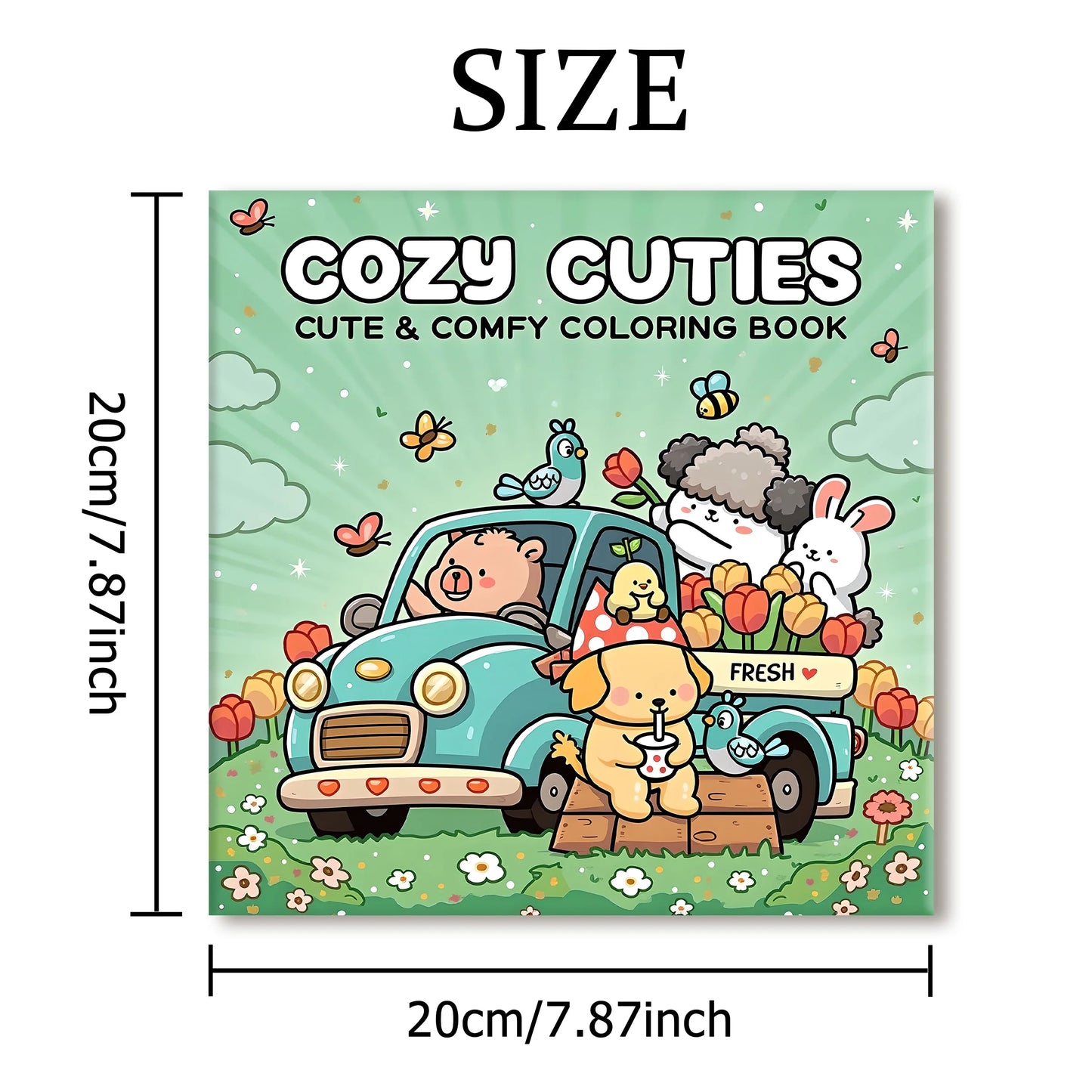 COZY CUTIES Bold-easy Patterns Coloring Book for Adults Cute Drawing Book Perfect Gift for Party and Birthday