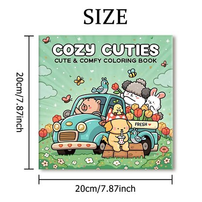 COZY CUTIES Bold-easy Patterns Coloring Book for Adults Cute Drawing Book Perfect Gift for Party and Birthday