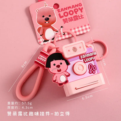 Genuine Creative Cartoon Loopy Doll Car Keychain Camera Game Toy Cute Couple Pendant Kawaii Gift Anime Accessories