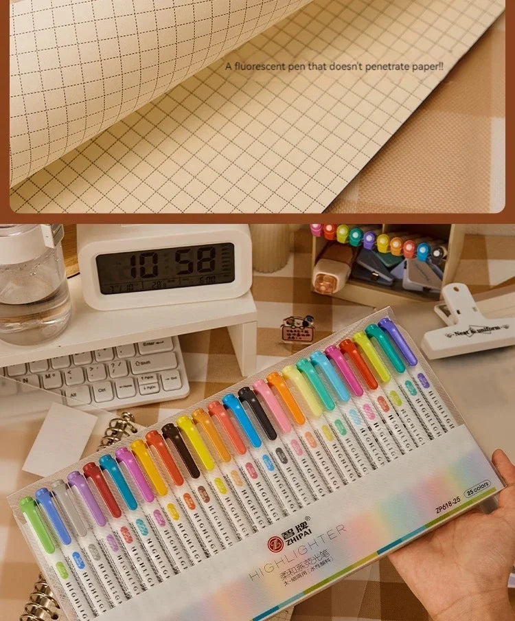 5 Colors/box Double Headed Highlighter Pen Set Fluorescent Drawing Markers Highlighters Pens Art Japanese Cute Pastel Stationery