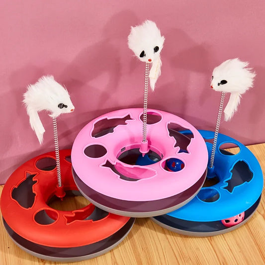 Funny Cat Toys for Indoor Cats Interactive Kitten Toys Roller Tracks with Catnip Spring Pet Toy with Exercise Balls Teaser Mouse