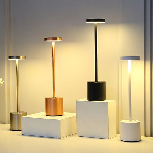 Classic Metal Touch Sensor LED Table Lamp Rechargeable Desk Lamp 3 Colors Creative Ambient Light Bar Room Decor Night Light