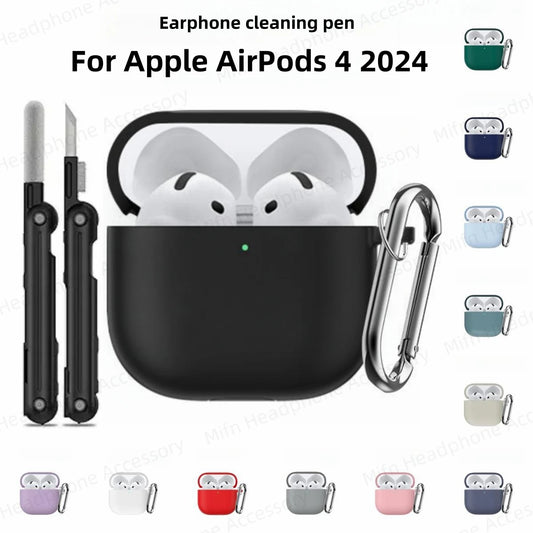 Cover for AirPods 4 Case 2024 3D Silicone Wireless Bluetooth Headphone Soft Protective Case for AirPods 4th Gen with Cleaner Kit