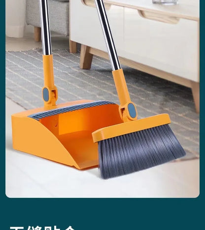 Cleaning Foldable Dustpan Broomstick Sweeping Set Rotating Hair Tools Broom Multi-functional Soft Stainless Combination