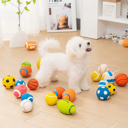 Pet Toys Olive Ball Squeaky Latex Dog Toy Ball S-L Soft Durable Interaction Smiling Face Rugby Dog Chewing Training Supplies