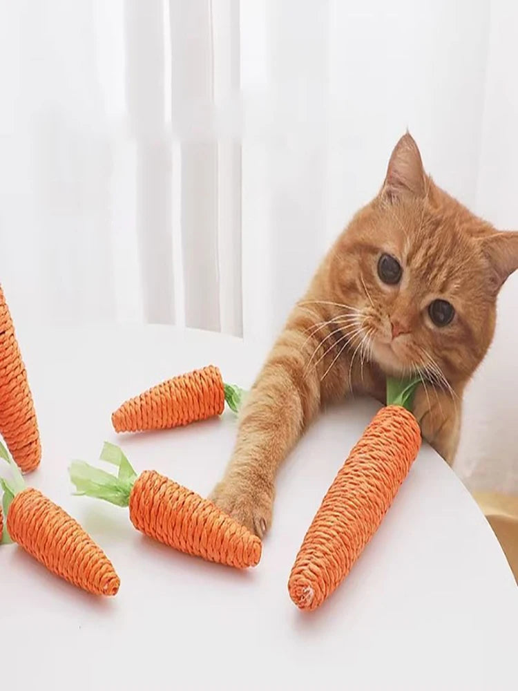 Cat toy Audible carrot tickling cat stick high and boring baby cat molar stick Bite resistant cat scratching board pet products