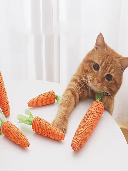 Cat toy Audible carrot tickling cat stick high and boring baby cat molar stick Bite resistant cat scratching board pet products