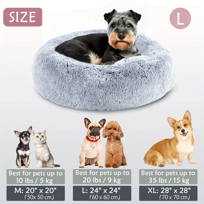 Round Pet Bed for Large,Medium and Small Dogs House Bed Soft Cats Bed Long Plush Dog House for Dogs House Winter Warm Sleeping