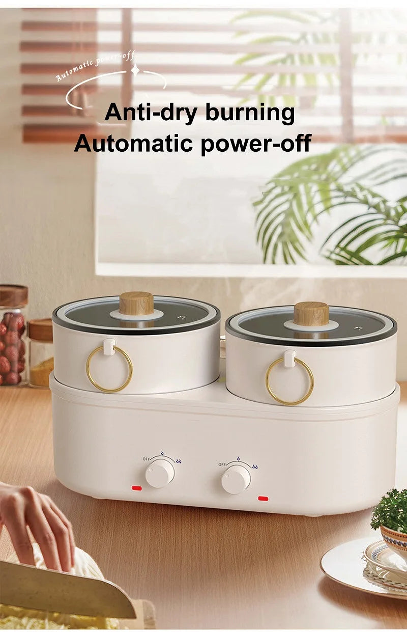 1.8L Home Dual Capacity Electric Cooker Split Yuanyang Electric Hot Pot Multifunctional Pot Non-stick Electric Frying Pan 220V