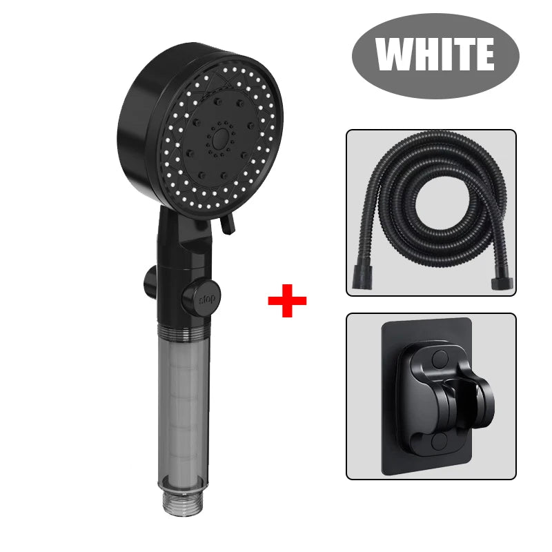 10 Mode Showerheads High Pressure Filter Showerheads One Touch Stop Bathroom Handheld Water Saving Sprayer Bathroom Accessories