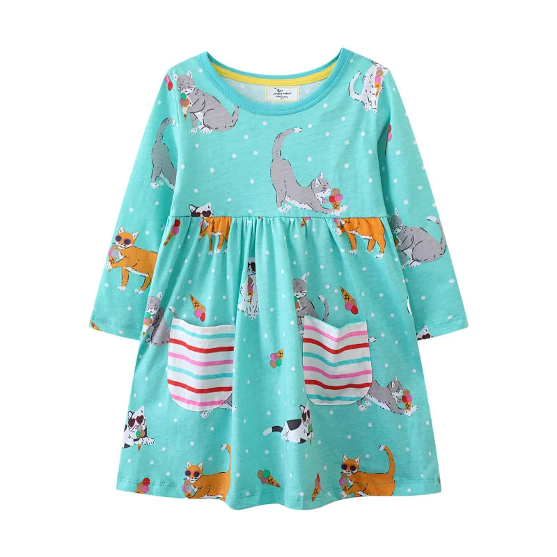Jumping Meters 2-7T Princess Girls Dresses Party Kids Girls Costume Autumn Winter Toddler Frocks Clothing Long Sleeve Frocks