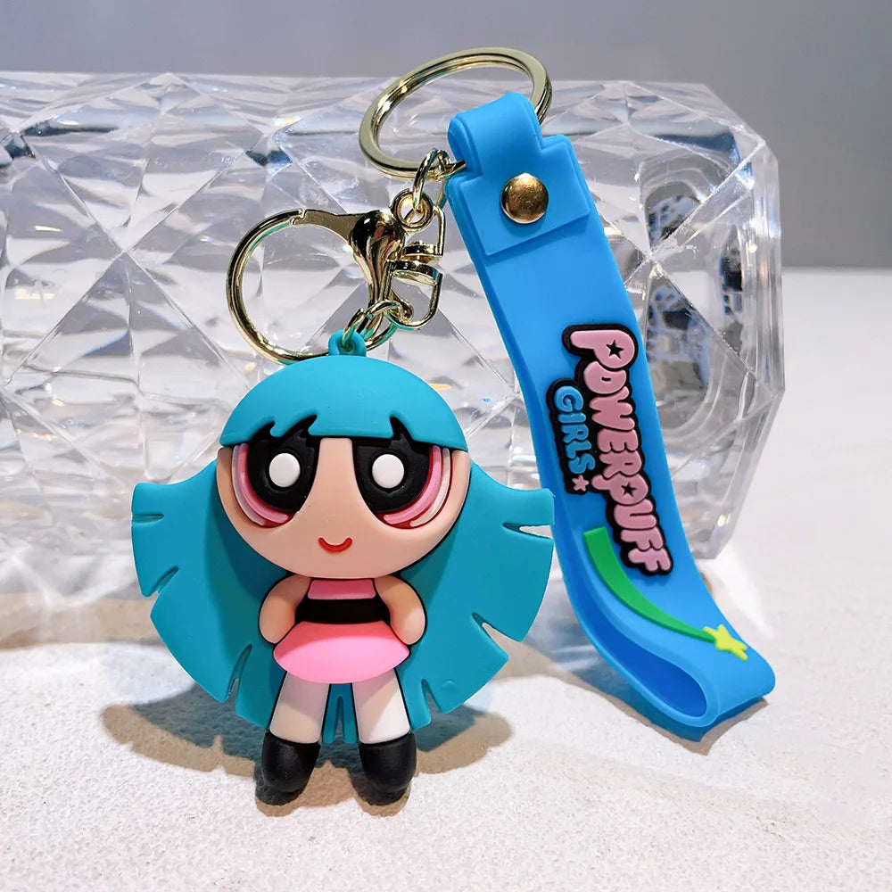 malefic keychain Powerpuff Girls Creative Keychain for Women Men Fans Cartoon Cute Silicone Doll Pendant Keyring Gifts Keys Hold