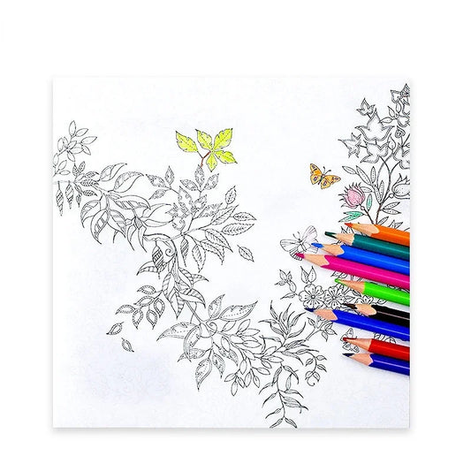 A Hand Painted Explore Wonderland Coloring Book 24 Pages Enchanted Forest/Secret Garden Graffiti Painting Books