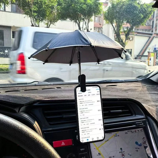 Practical Mini Umbrella with Sunshade Clip for Mobile Phone Umbrella Holder Outdoor Anti Glare Sunshade with Phone Umbrella Clip