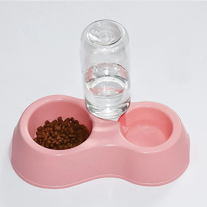 Cat Bowl, Cat Eating and Drinking Water All-In-One Pet Double Bowl, Anti-Knock Over, Automatic Water Refill Pet Bowl