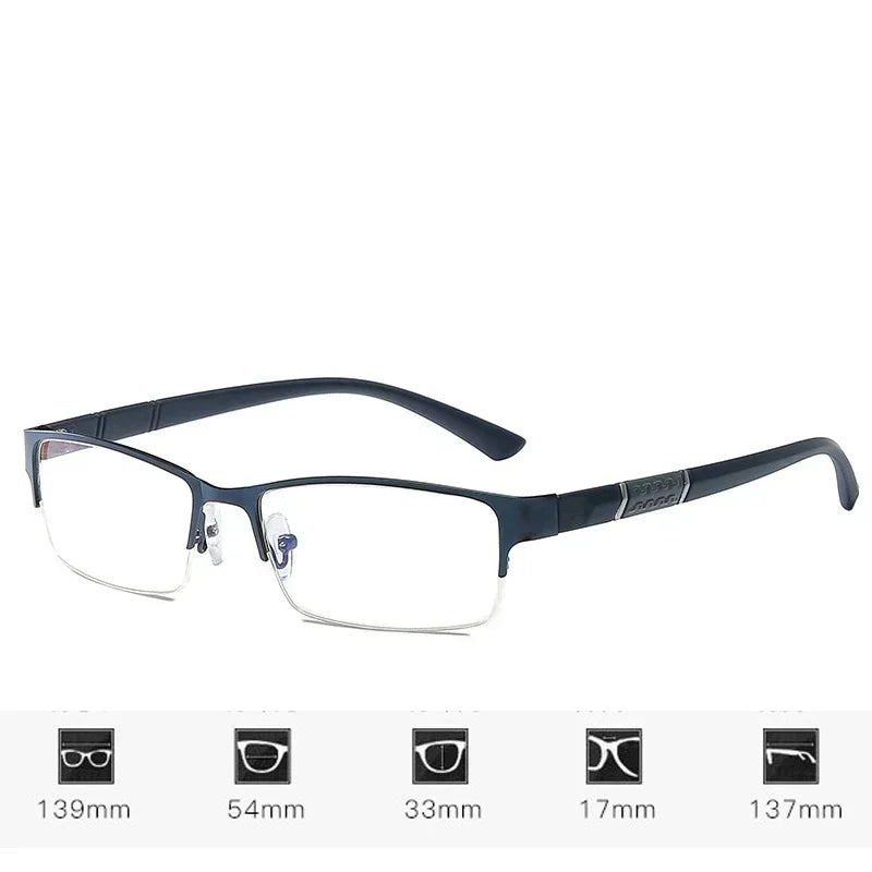 Metal Frame Far Sighted Eyeglasses with Sunshades Smart Photochromic Multifocal Reading Glasses Men Business Presbyopia Eyewear