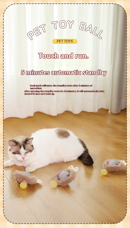 Smart Interactive Cat Toys Ball Auto Electric Rolling Ball Toys for Cat Kitty Pet Automatic Training USB Rechargeable Cat Toy