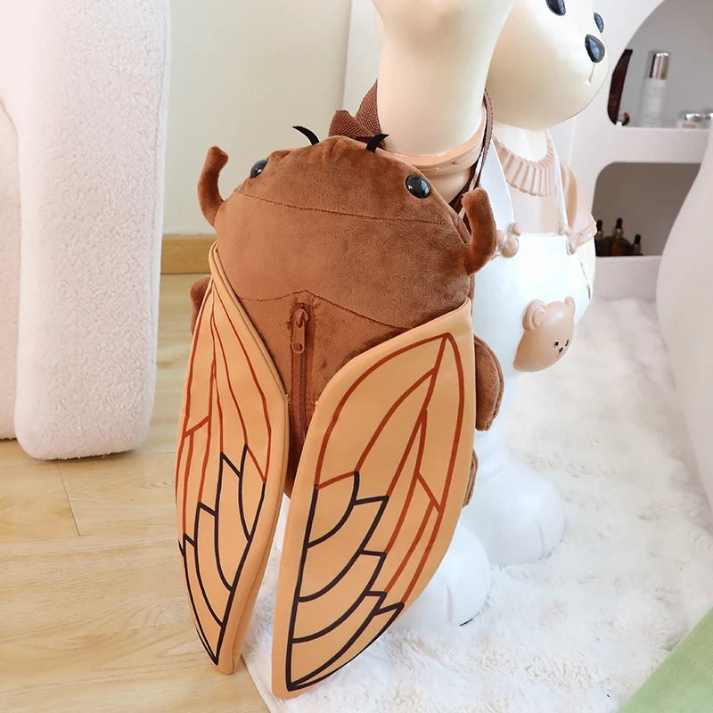45cm Funny Creative Cartoon Insect Cicada Beetle Plush Doll Backpack Brown Green Insect Soft Plush Toy Gift For Boys And Girls