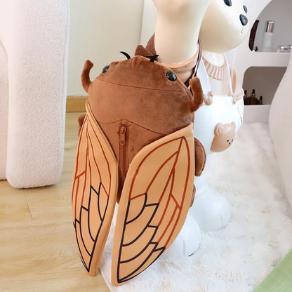 45cm Funny Creative Cartoon Insect Cicada Beetle Plush Doll Backpack Brown Green Insect Soft Plush Toy Gift For Boys And Girls